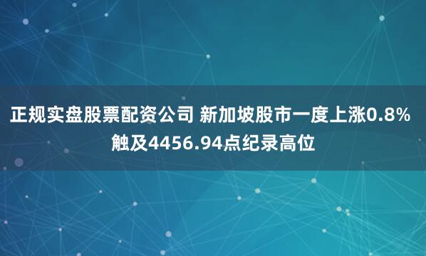 正规实盘股票配资公司 新加坡股市一度上涨0.8% 触及4456.94点纪录高位